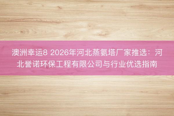 澳洲幸運8 2026年河北蒸氨塔廠家推選:河北譽(yù)諾環(huán)保工程有限公司與行業(yè)優(yōu)選指南