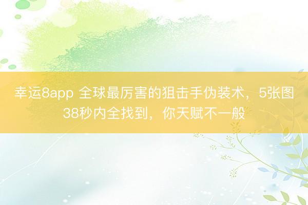 幸運8app 全球最厲害的狙擊手偽裝術(shù),5張圖38秒內(nèi)全找到,你天賦不一般